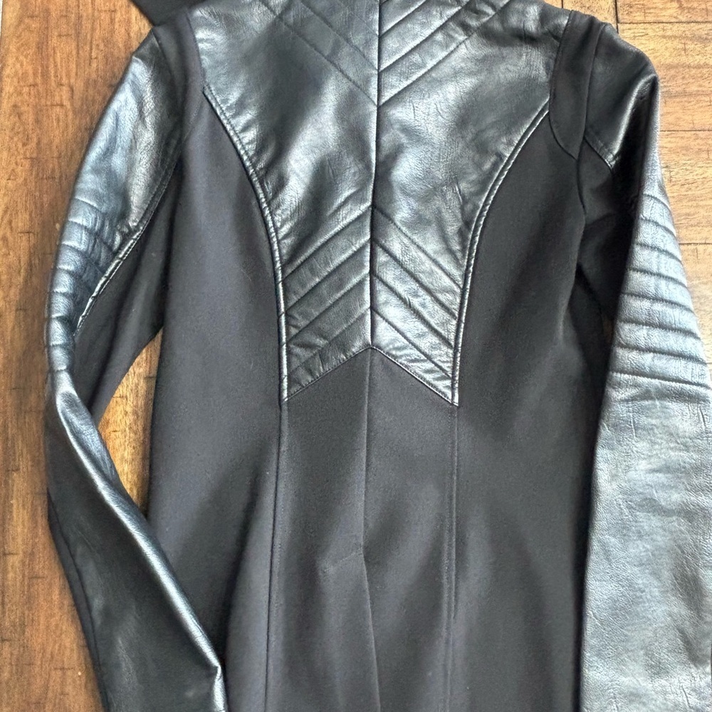 Blanc Noir Black Leather Hooded Jacket - Picture 4 of 6